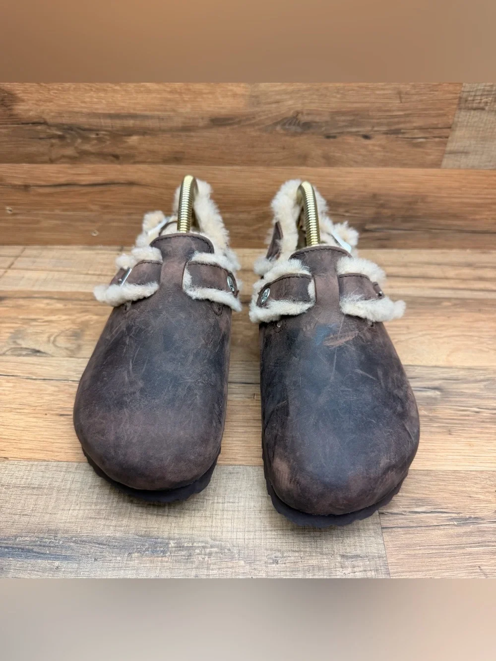 BIRKENSTOCK Tokio L10 M8 Shearling-Lined  sandal Clog Back Strap brown Leather